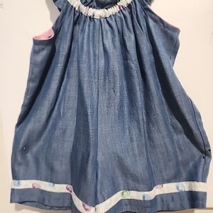 Blue Denim Dress with Colorful Trim